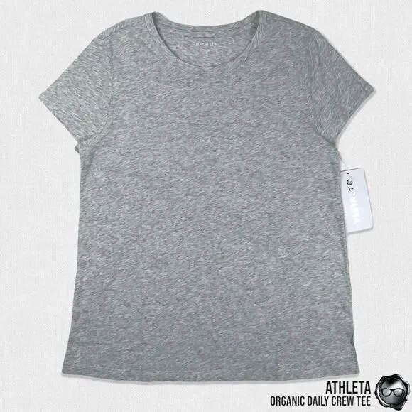 ATHLETA ORGANIC DAILY CREW TEE SHIRT GREY HEATHER COTTON T-SHIRT SIZE LARGE NEW - Picture 4 of 14